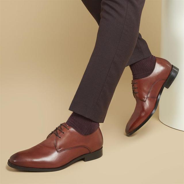 Jones Bootmaker - Men's Monument Leather Derby Shoes - Cognac - Size 9 on Productcaster.