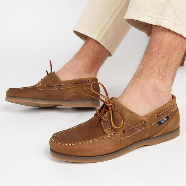 Jones Bootmaker - Men's Parsons Leather Boat Shoes - Tobacco - Size 8 on Productcaster.