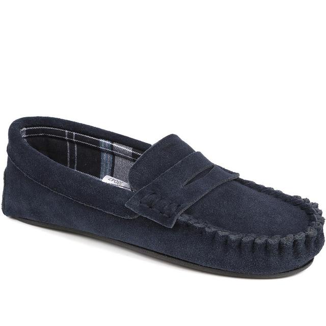 Men's Pavers Cosy Full Slippers - Navy - Size 7 on Productcaster.