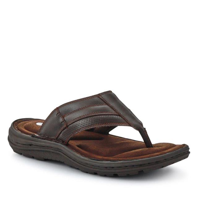 Men's Pavers Leather Toe-Post Sandals - Brown - Size 6 on Productcaster.