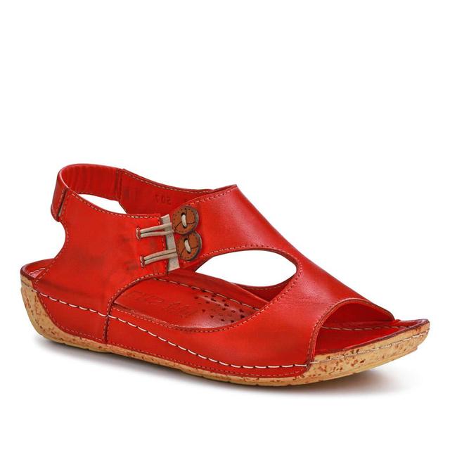 Women's Pavers Leather Slip-On Sandals - Red - Size 3 on Productcaster.