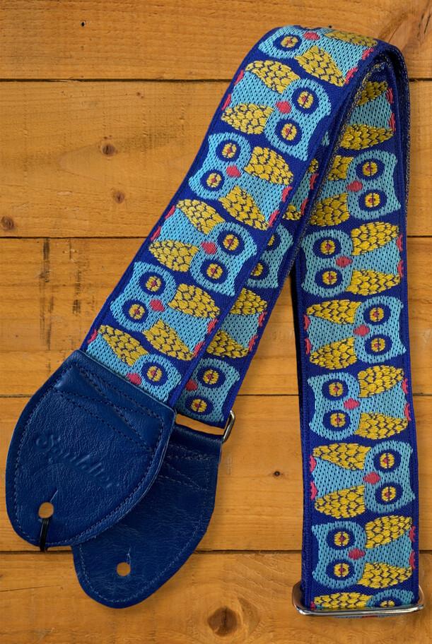 Souldier Classic Guitar Straps | Owls - Blue/Gold w/Blue Ends - Souldier Classic Guitar Straps | Owls - Blue/Gold w/Blue Ends on Productcaster.