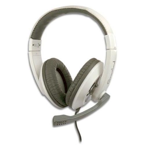 CASQUE STEREO AVEC MICROPHONE 2.40 m BLANC CONNECTLAND on Productcaster.