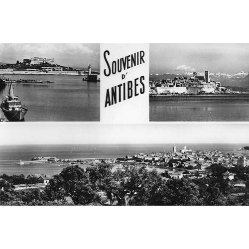 Carte Postale Dentelée En Noir Et Blanc - Antibes - Vue Panoramique on Productcaster.