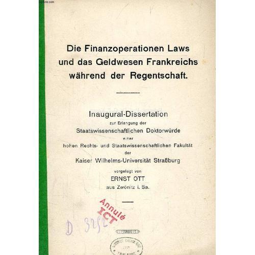 Die Finanzoperationen Laws Und Das Geldwesen Frankreichs Während De... on Productcaster.