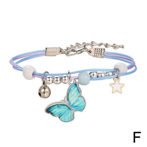 F Bracelet Fleur Papillon Violet Pour Femmes Breloque Pendentif Ani... on Productcaster.