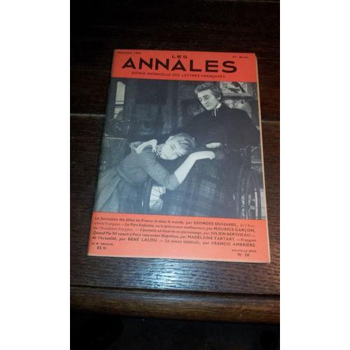 Les Annales. Revue Mensuelle Des Lettres Françaises. Décembre 1954 ... on Productcaster.