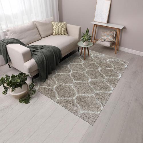 Tapis Shaggy Shaggy Sa Beige 280x370 Oeko Tex En Polypropylène Dou... on Productcaster.