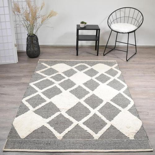 Tapis Salon Fait Main Cotcoli Gris 160x230 En Coton Care&fair on Productcaster.