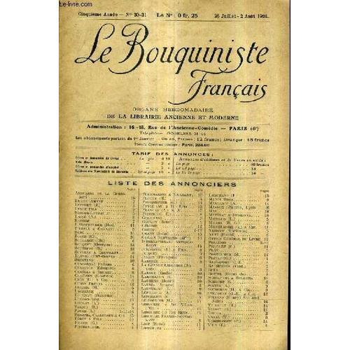 Le Bouquiniste Francais N°30-31 5e Annee - 26 Juillet - 2 Aout 1924... on Productcaster.