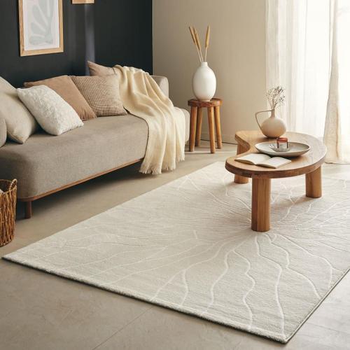 Tapis Salon Echo 5 Crème 80x150 En Polypropylène Doux Et Soyeux on Productcaster.