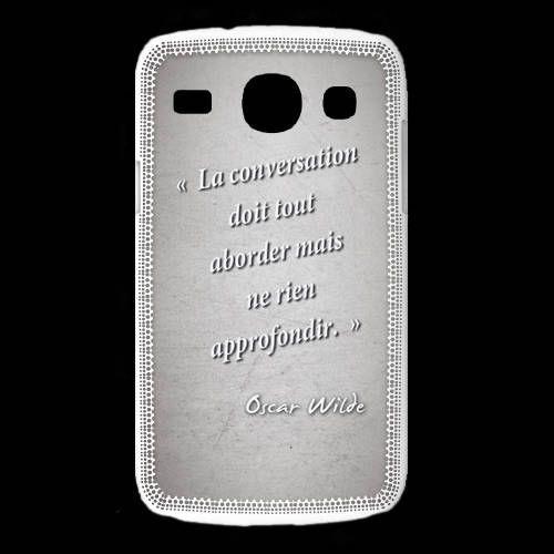 Coque Samsung Galaxy Core La Conversation Gris Citation Oscar Wilde on Productcaster.