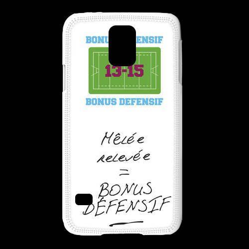 Coque Samsung Galaxy S5 Mêlée Relevée Bonus Offensif-Défensif Blanc on Productcaster.