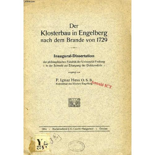 Der Klosterbau In Engelberg Nach Dem Brande Von 1729 (Inaugural-Dis... on Productcaster.