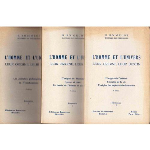 L'homme Et L'univers, Leur Origine, Leur Destin, 3 Tomes on Productcaster.