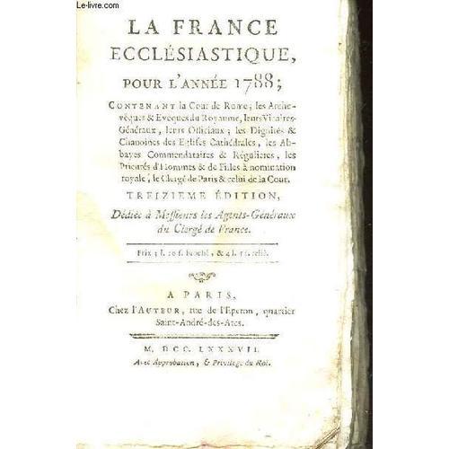 La France Ecllesiastique Pour L'annee 1788 - on Productcaster.