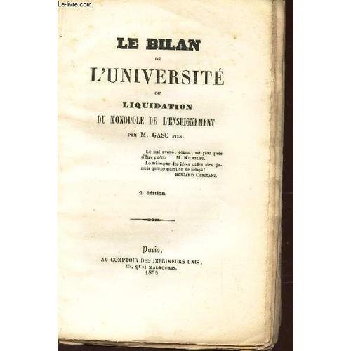 Le Bilan De L'universite Ou Liquidation Du Monopole De L'enseigneme... on Productcaster.