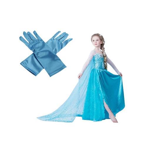 Superb Robe + Gants Bleu Elsa La Reine Des Neiges Grande Taille En... on Productcaster.