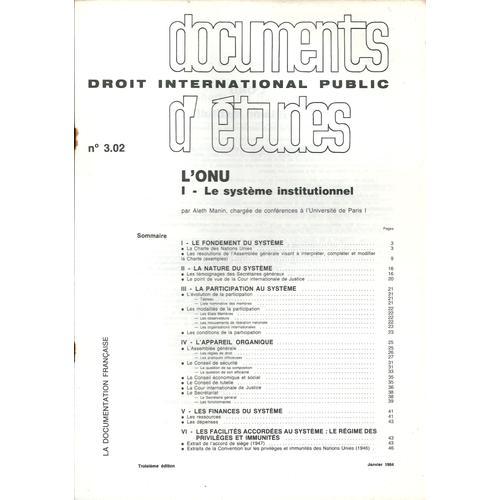 Documents D'études N°3.02. Droit International Public. L'onu. on Productcaster.