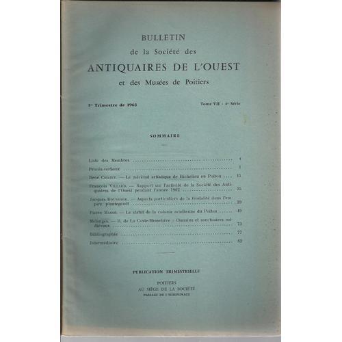 Bulletin De La Société Des Antiquaires De L'ouest. Tome Vii De La 4... on Productcaster.