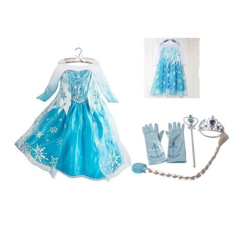 Tenue Reine Des Neiges Robe Elsa Avec Jolie Traine + 4 Nouveaux Acc... on Productcaster.