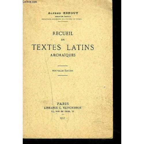 Recueil De Textes Latins Archaiques on Productcaster.