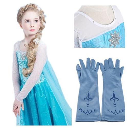 Robe + Paire De Gants Bleu Reine Des Neiges Anna Elsa Paillettes Bl... on Productcaster.