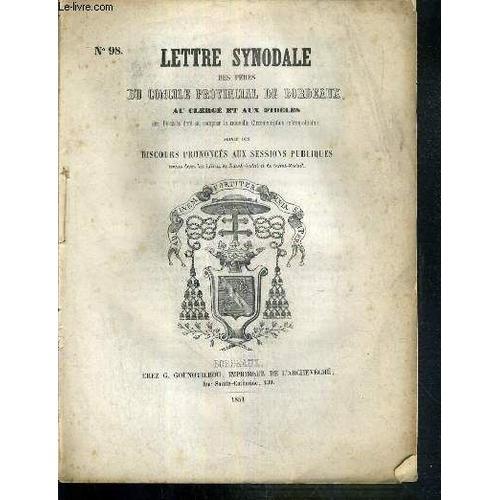 Lettre Synodale Des Peres Du Concile Provincial De Bordeaux Au Cle... on Productcaster.