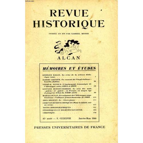 Revue Historique, Memoires Et Etudes, 65e Annee, Tome Clxxxviii, N°... on Productcaster.