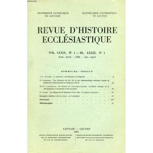 Revue D'histoire Ecclesiastique, Vol. Lxxix, N° 1 - Dl. Lxxix, N° 1... on Productcaster.