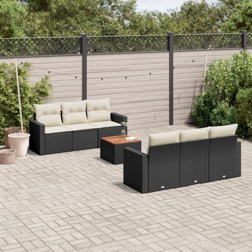 Vidaxl Salon De Jardin 7 Pcs Avec Coussins Noir Résine Tressée on Productcaster.