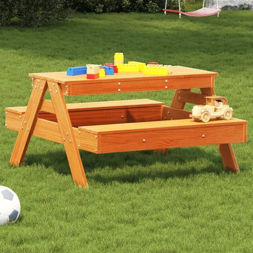 Vidaxl Table De Pique-Nique Pour Enfants Cire Marron Bois Massif Pin on Productcaster.