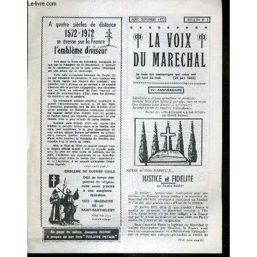 La Voix Du Marechal - Bulletin N° 3 - Aout-Sept. 1972 - 21ème Anniv... on Productcaster.