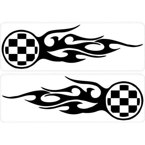 Set 2x Autocollant Sticker Macbook Laptop Voiture Moto Damier Flamm... on Productcaster.