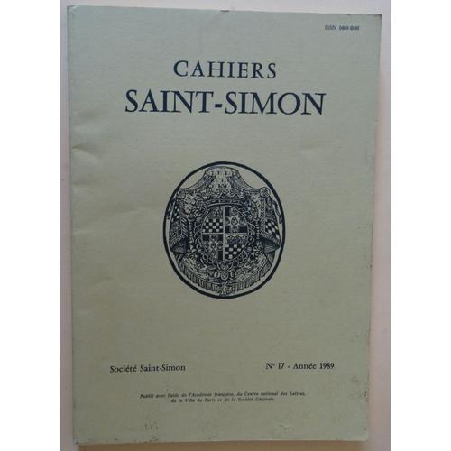 Cahiers Saint-Simon N° 17 - 1989 on Productcaster.