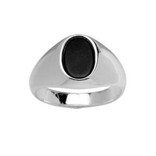 Bague Argent Façon Chevalière Et Plateau Ovale Noir on Productcaster.