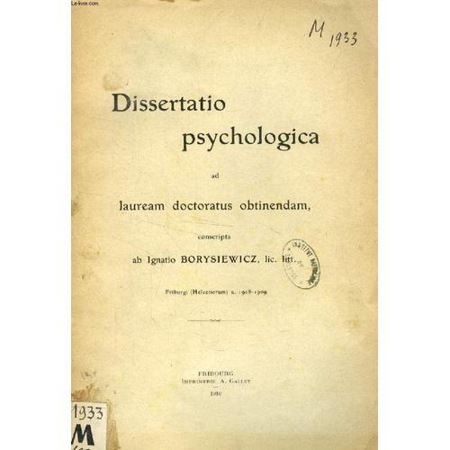 Dissertatio Psychologica Ad Lauream Doctoratus Obtinendam (La Natur... on Productcaster.