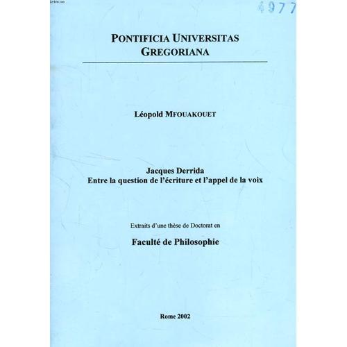 Jacques Derrida Entre La Question De L'ecriture Et L'appel De La Vo... on Productcaster.