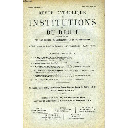 Revue Catholique Des Institutions Et Du Droit, Xxxiiie Annee, 2e Se... on Productcaster.