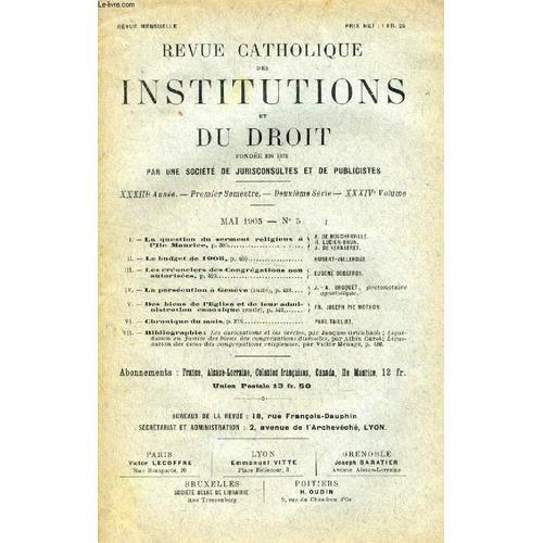 Revue Catholique Des Institutions Et Du Droit, Xxxiiie Annee, 2e Se... on Productcaster.