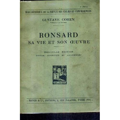 Ronsard Sa Vie Et Son Oeuvre / Collection Bibliotheque De La Revue ... on Productcaster.