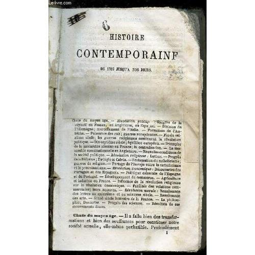 Histoire Contemporaine - De 1789 Jusqu'a Nos Jours - on Productcaster.