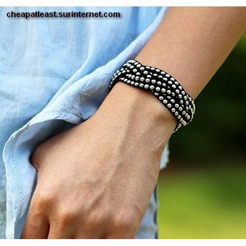 Bracelet Multi-Rangs - Cuir Et Clous / Rivets - Punk Rock Goth Hipp... on Productcaster.