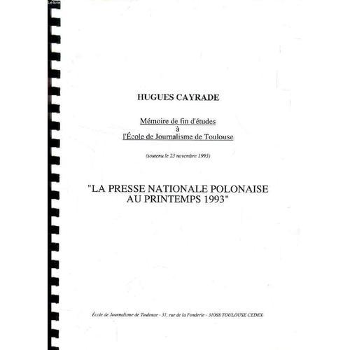 La Presse Nationale Polonaise Au Printemps 1993 (Memoire) on Productcaster.