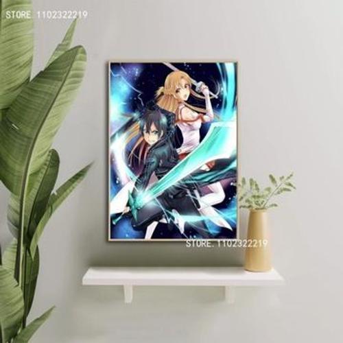 Sword Art Online Sao Kirito Asun affiche en toile,mpression murale ... on Productcaster.