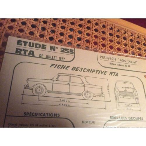 Fiche Descriptive Peugeot 404 Diesel Moteur Indénor Xd 88 De 1967 on Productcaster.