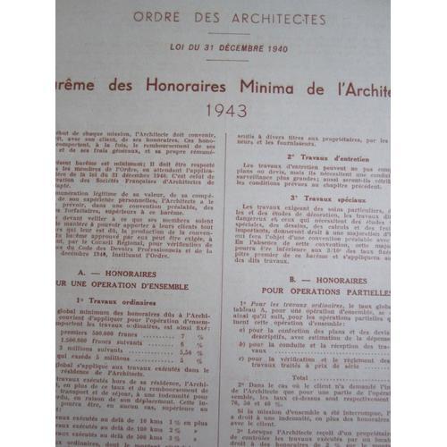 Ordre Des Architectes : Barême Des Honoraires Minima De L ́ Architec... on Productcaster.