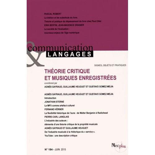 Communication Et Langages N° 184, Juin 2015 - Théorie Critique Et M... on Productcaster.