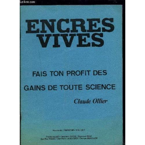 Encres Vives- N°86- Fais Ton Profit Des Gains De Toute Science on Productcaster.