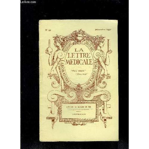 Le Lettre Medicale- N° 55 - Déc 1932- L'énigme Du Masque De Fer- In... on Productcaster.